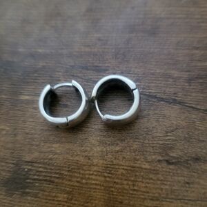 Silpada Hammered Silver Huggie Hoop Earrings - Pair